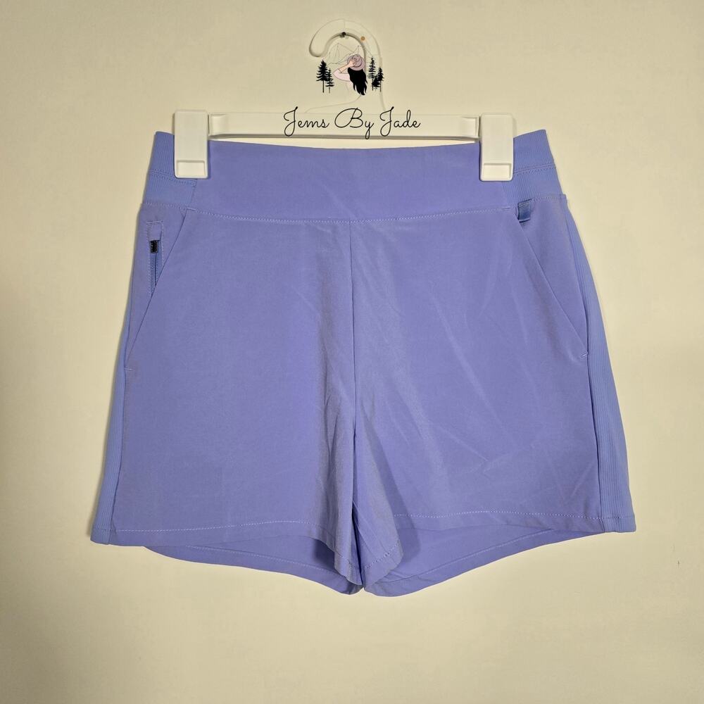 Athleta Brooklyn Shorts Women’s Size 4 Purple Pull On Stretch Zip Pockets
